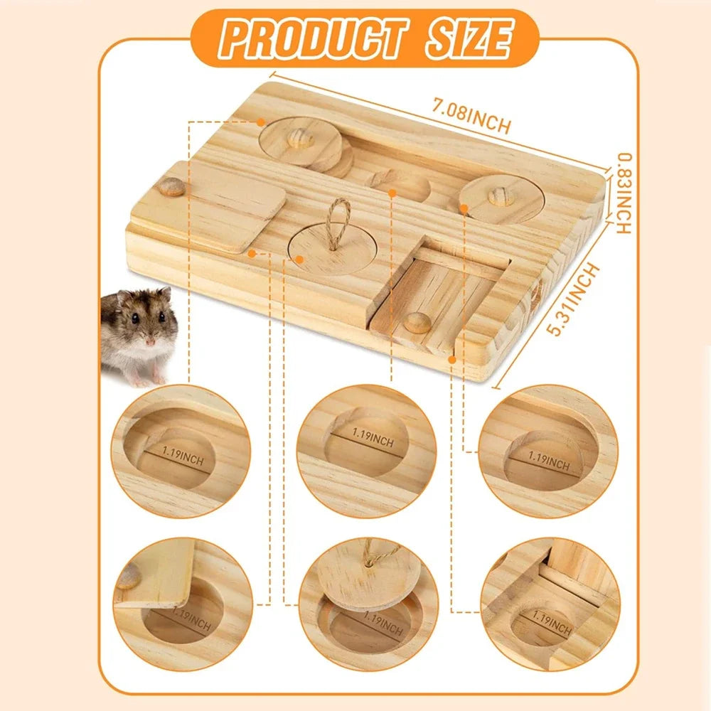 6-in-1 Wooden Foraging Toy for Guinea Pigs & Small Pets Small Animal Foraging Toy Peaceful Pleasures Health and Wellness