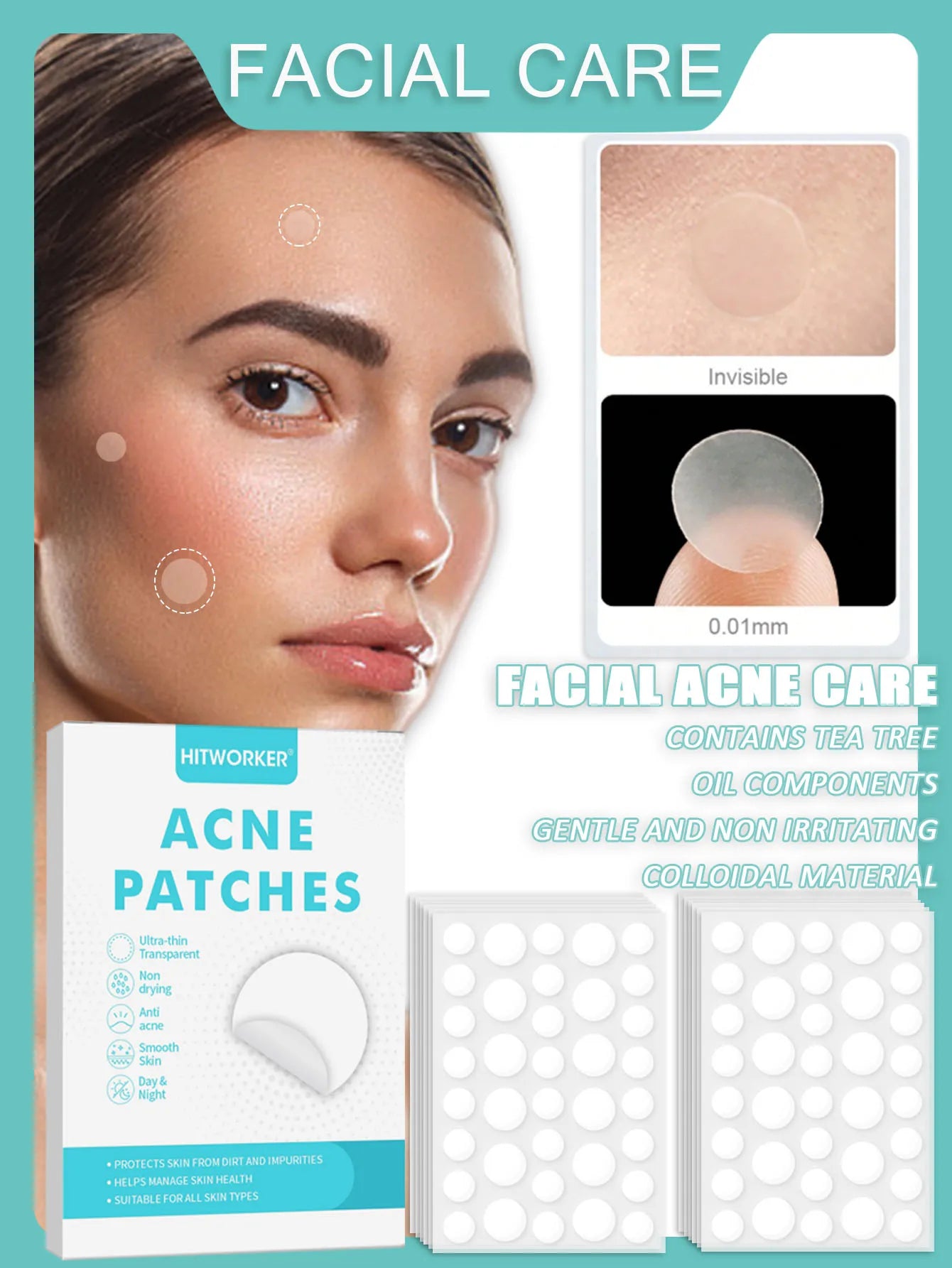 Invisible Waterproof Hydrocolloid Acne Patches – All Skin Types