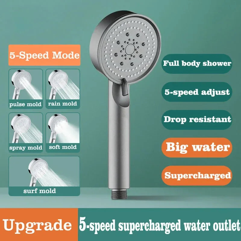 5-Mode High Pressure Water Saving Handheld Shower Head Set