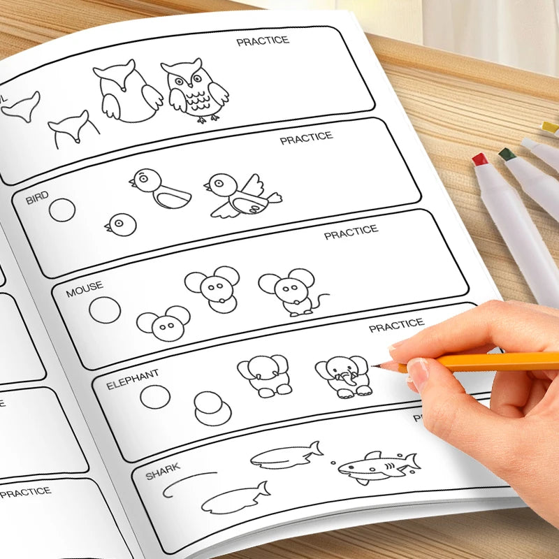 Kids' How Draw Anything Activity Book 222 Cute Step-by-step Drawing