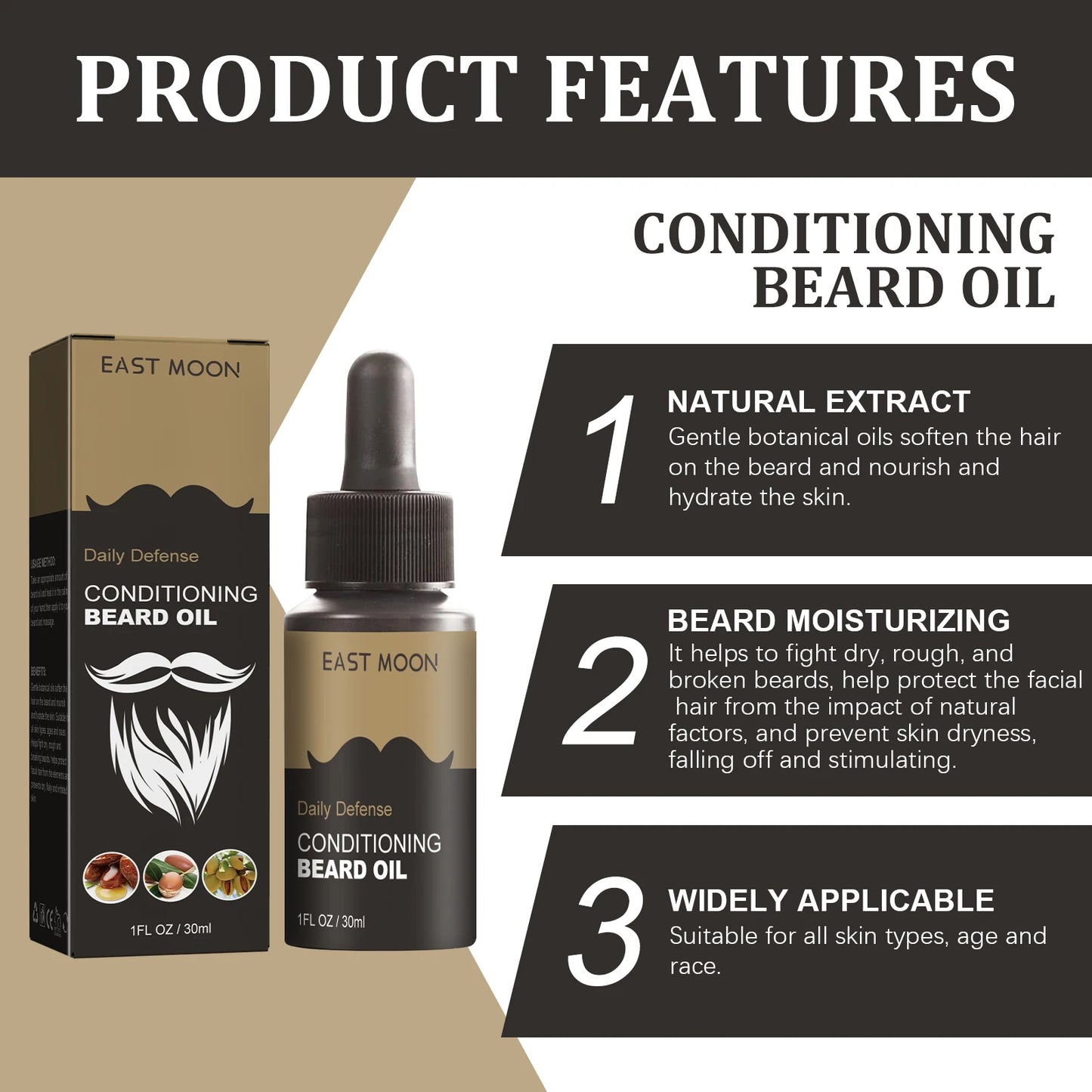 Beard Growth Oil Serum – Natural Jojoba & Argan Oil (30ml)