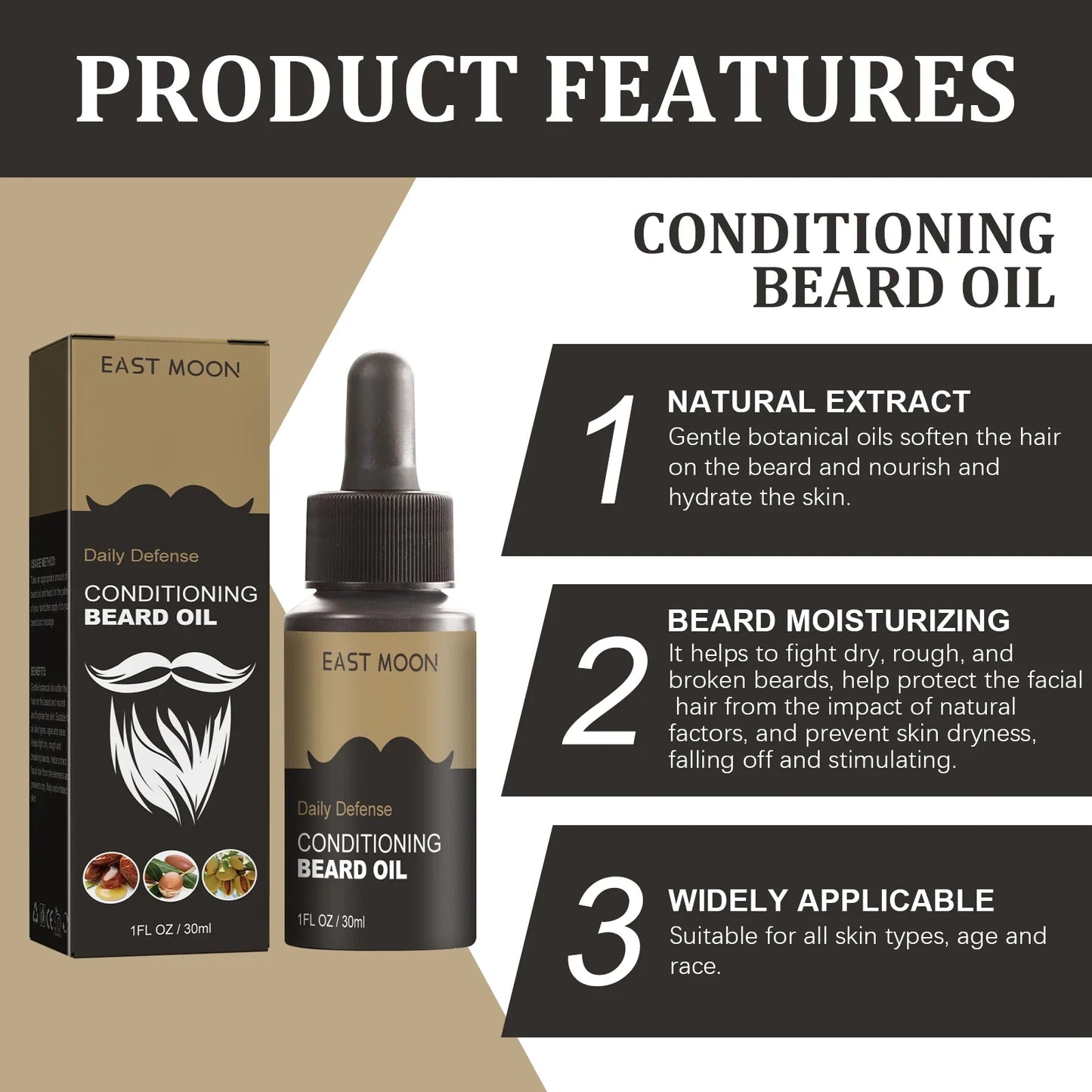 East Moon Beard Growth Oil Serum 30ml – Natural & Moisturizing