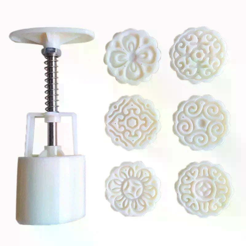 7-Piece Flower Mooncake Mold Set | Hand Press Fondant Cake Mold Cake & Mooncake Mold Peaceful Pleasures Health and Wellness
