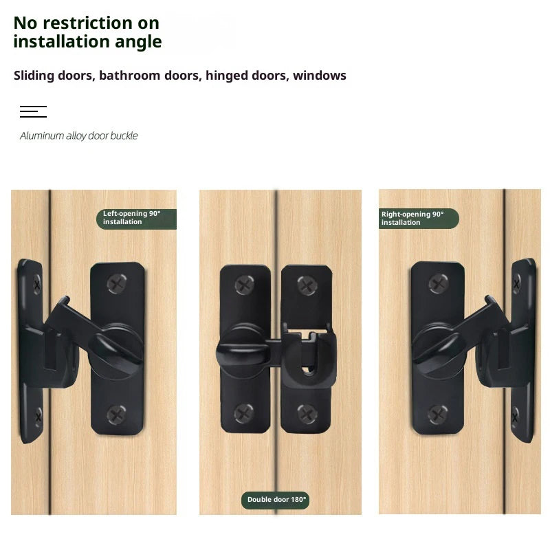 New Punch-free Hasp Latch Door Lock Black Cabinet Locks Kids Safety Lock Sliding Door Anti-pried Hook Lock Hardware Peaceful Pleasures Health and Wellness