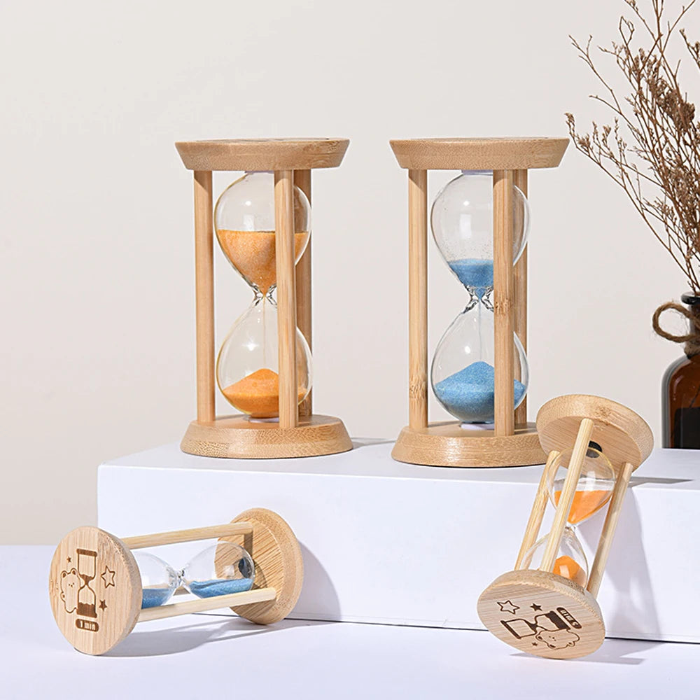 1PCS 3/5/10/15/30 Minutes Wooden Hourglass Timer Home Living Room Desktop Decoration Children Birthday Gift Portable Sand Clock Peaceful Pleasures Health and Wellness