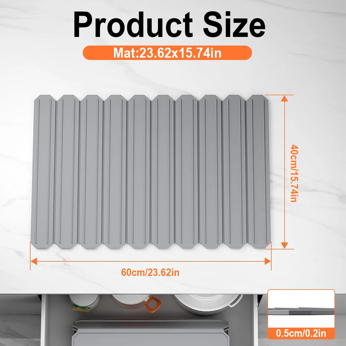 Silicone Dish Drying Mat for Kitchen Countertop-Foldable & Trimmable Heat Resistant Non-Slip Sink Mat 23.62"x15.74", for Dishes Peaceful Pleasures Health and Wellness