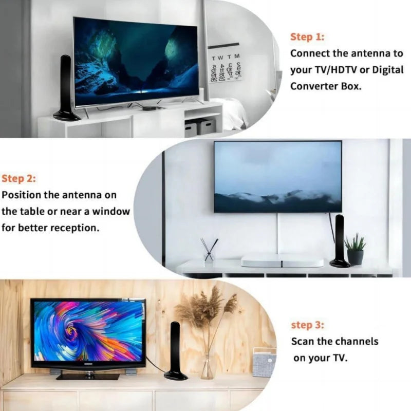 Indoor HD Digital TV Antenna – 200 Mile Range, 4K 1080p