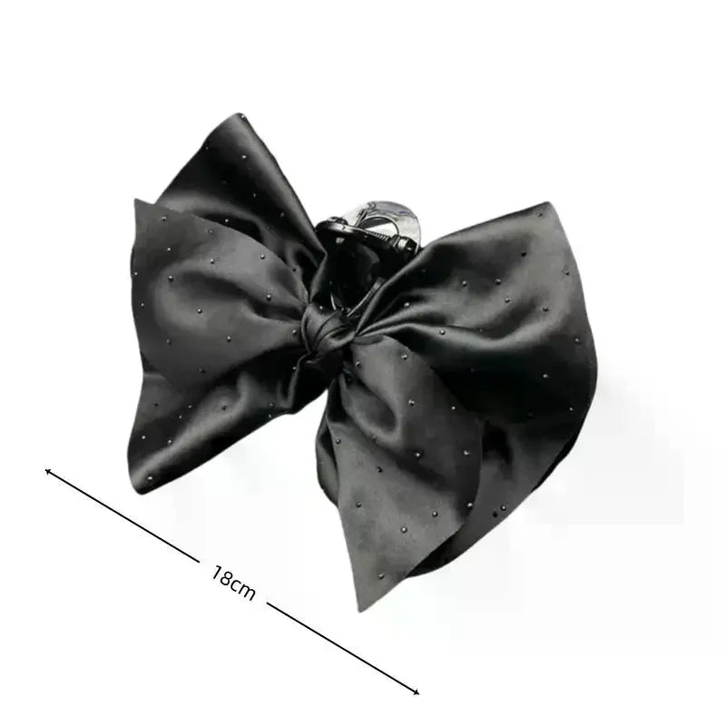 Black Large Bow Hair Claw Clip – Elegant Shark Clip for Women