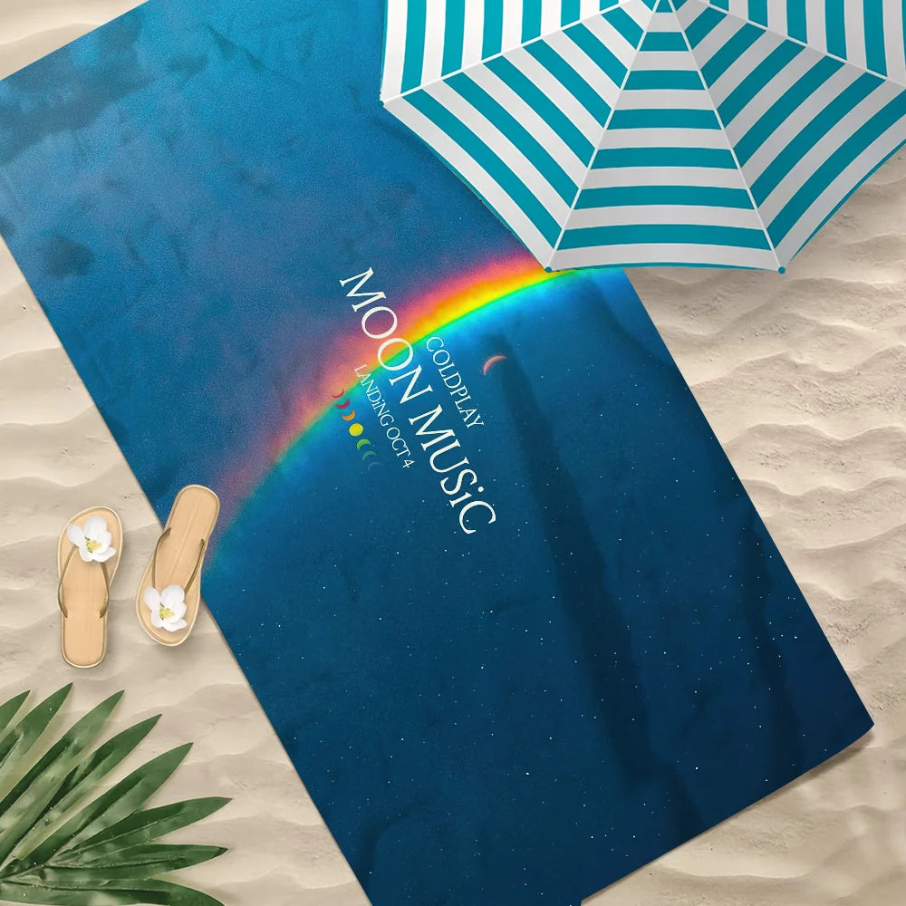 Coldplay Moon Music Quick-Dry Beach Towel | Sports & Travel Printed Beach Towel Peaceful Pleasures Health and Wellness