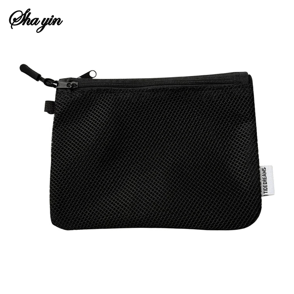 Grid Mesh Mini Double-Layer Pouch – Cables, Coins & Makeup