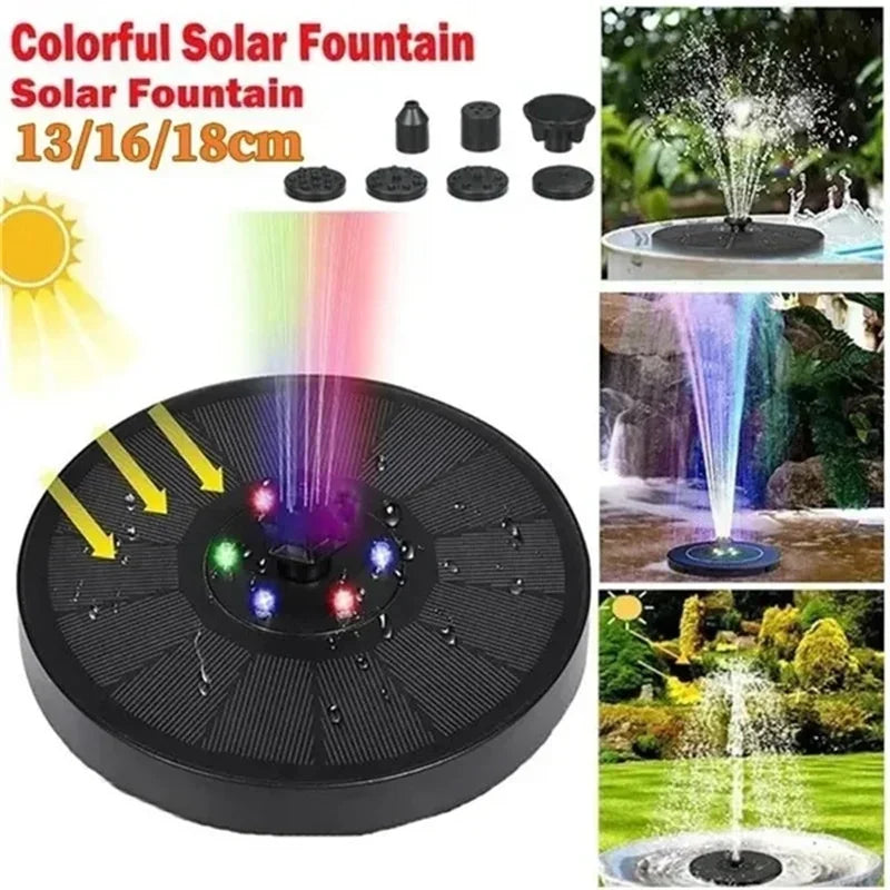 Solar Fountain Pump with LED & 6 Nozzles – Bird Bath & Garden