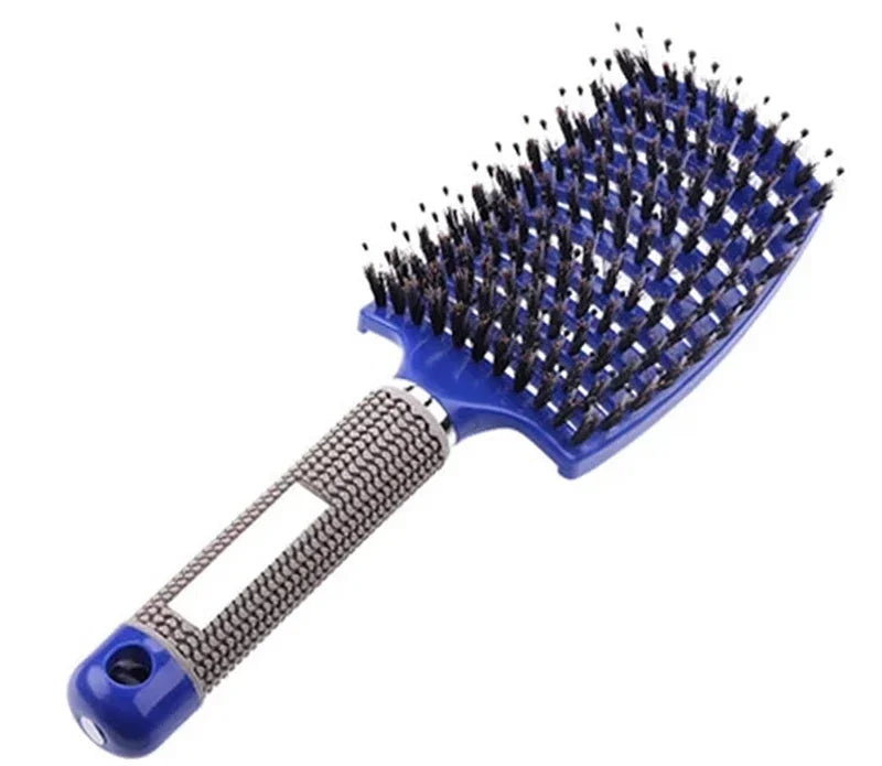 Women Detangler Hair Brush, Hairdressing Comb, Nylon Bristle, Scalp Massage, Tangle Teaser Peaceful Pleasures Health and Wellness Blue