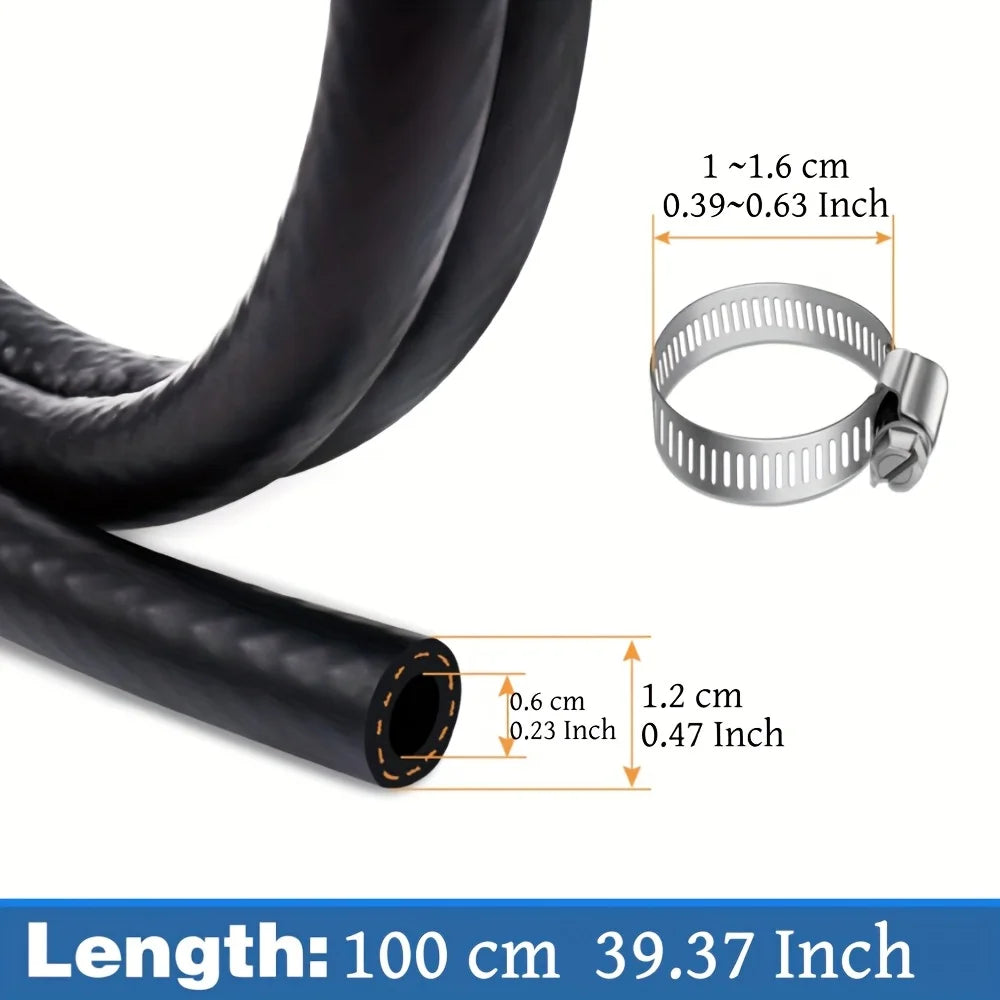 Gasoline Hose 6 Clamps Gas Pipes Lawn Mower Fuel Lines Cars Tractors