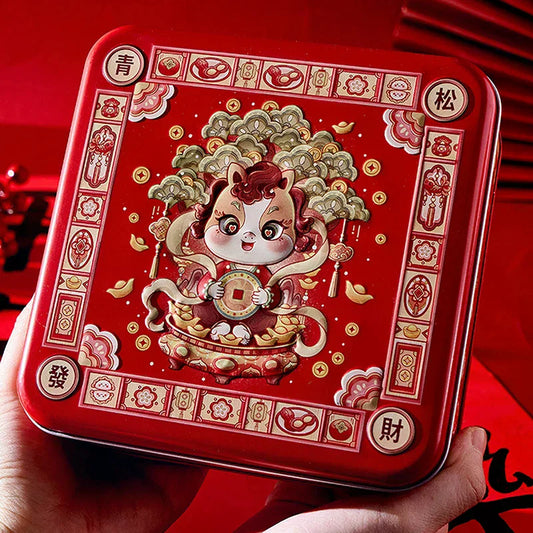 Chinese New Year Tin Box | Year of the Horse & Panda Design Decorative Tin Box Peaceful Pleasures Health and Wellness