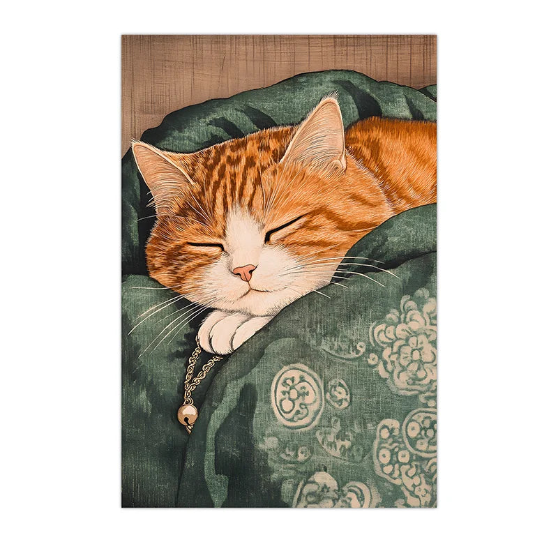 Orange Tabby Cat Canvas Wall Art | Nordic Vintage Animal Poster Canvas Wall Art Peaceful Pleasures Health and Wellness 02 50x70cm NoFrame China Mainland