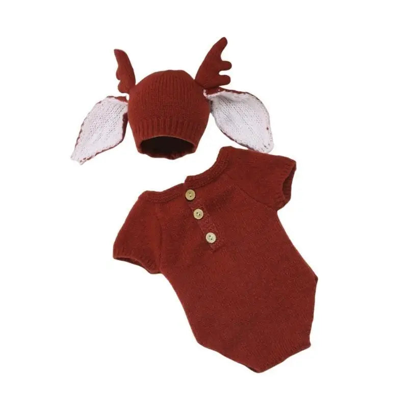 Newborn Baby Antler Hat & Romper Photography Costume Set