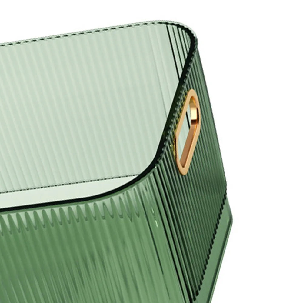 Transparent Desktop Storage Basket Green Large Capacity Acrylic Storage Bin Rectangular Portable Acrylic Storage Basket Bathroom Peaceful Pleasures Health and Wellness