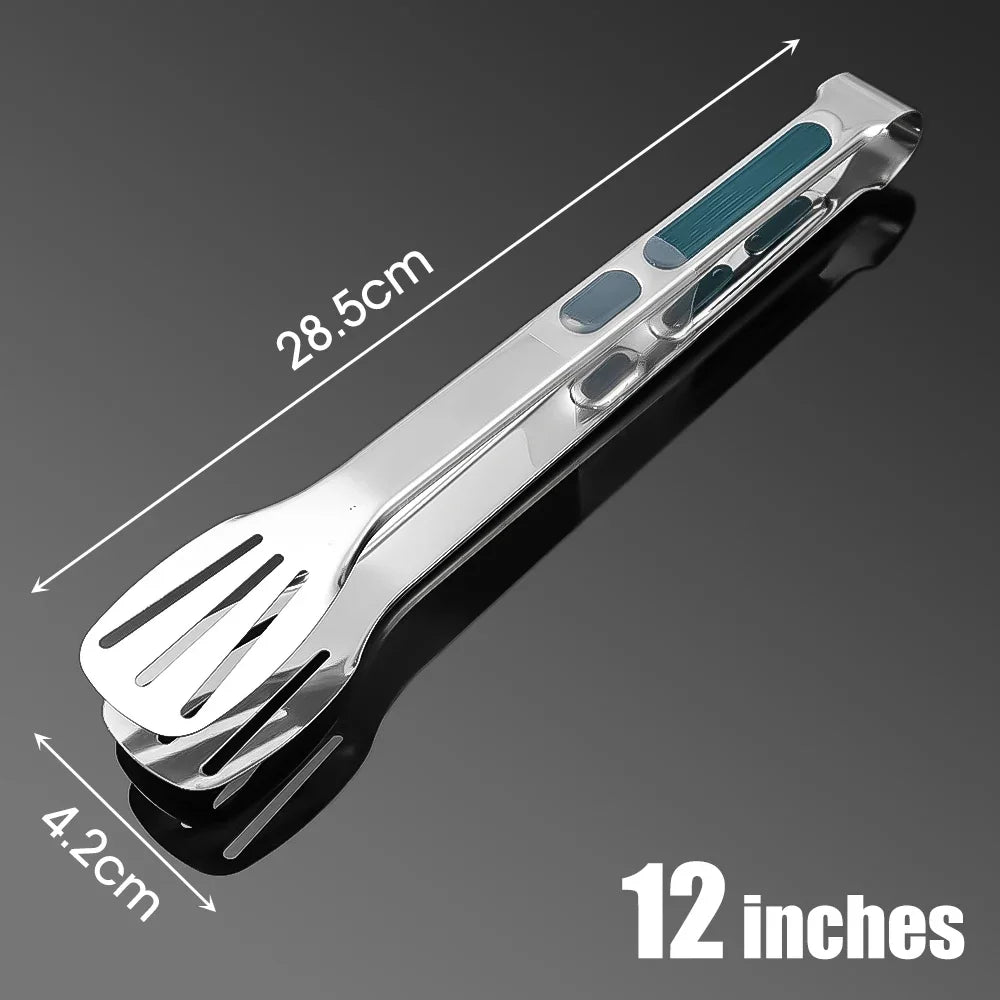 Stainless Steel BBQ Tongs | Silicone Handle 7/9/12 Inch