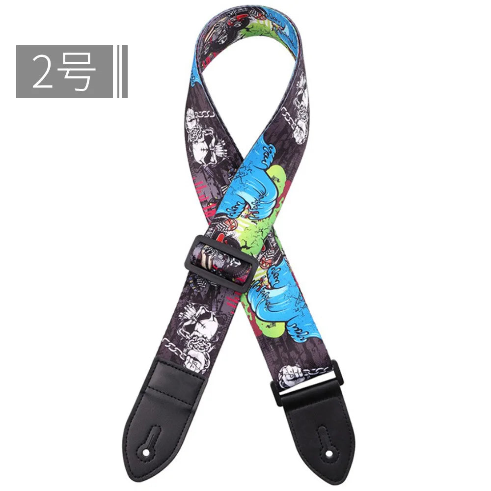 Fashion Colorful Guitar Strap Printed Adjustable Belt Crossbody