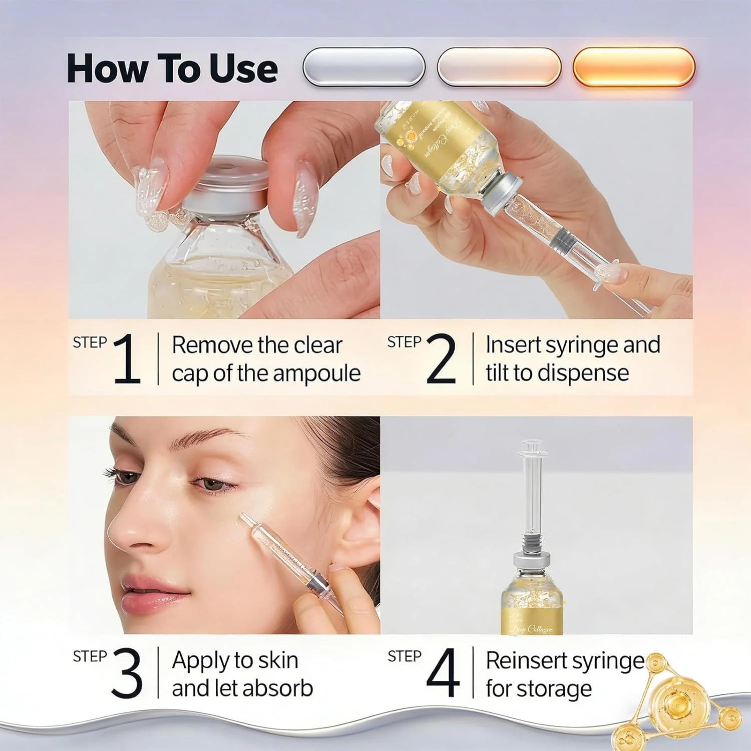 Korean Collagen Silk Peptide Lifting Ampoule Face Serum Face Serum Ampoule Peaceful Pleasures Health and Wellness