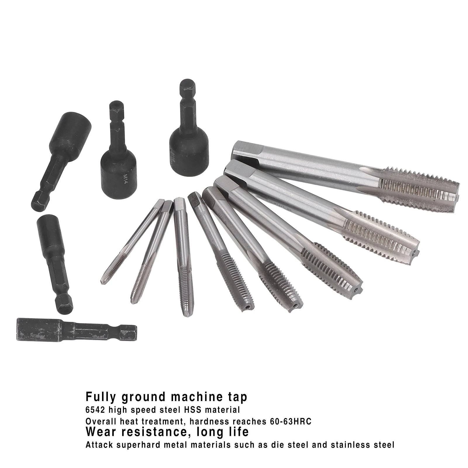 Tap Socket Set Machine Lengthened Tapping Chuck 1/4in Hex Shank Steel Hand Tools Tap Socket Set 1/4in Hex Shank Tap Socket Peaceful Pleasures Health and Wellness