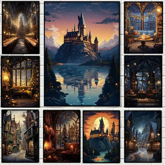 Magical Wizard Castle Canvas Wall Art | Fantasy Witchcraft Poster Canvas Wall Art Peaceful Pleasures Health and Wellness