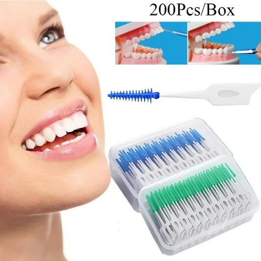 Silicone Interdental Brushes 200pcs – Dental Toothpicks Interdental Brush Peaceful Pleasures Health and Wellness