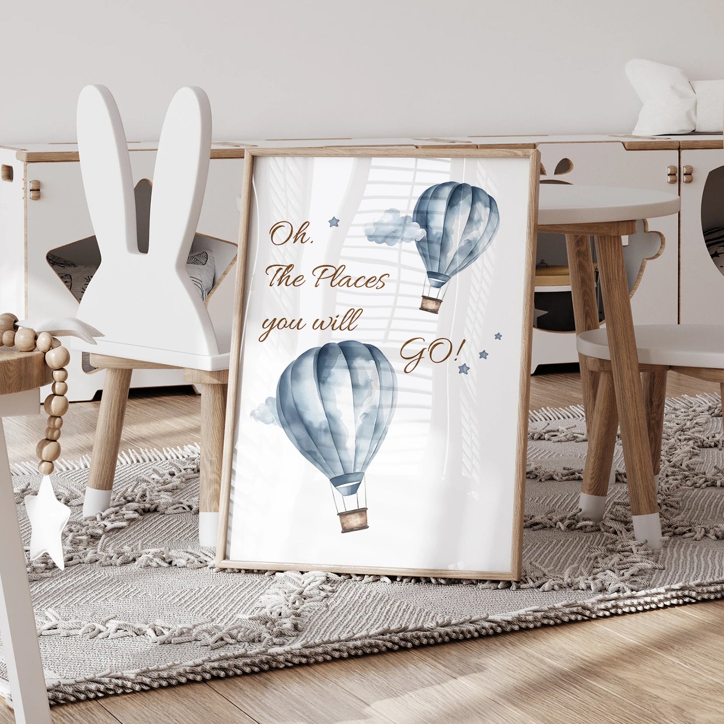 Personalized Blue Bear 3-Piece Canvas Wall Art | Kids Room Decor
