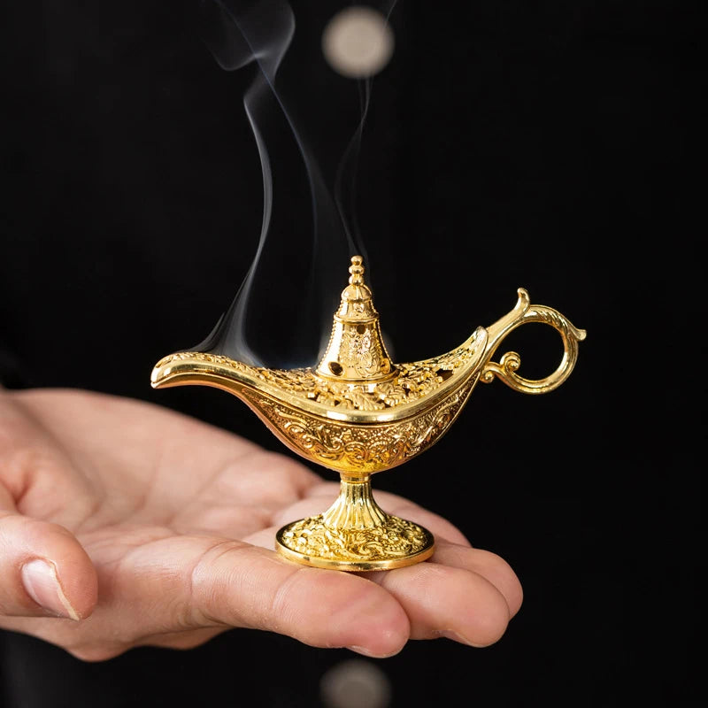 Hollow Legend Aladdin Magic Genie Lamps Incense Burners Retro Wishing Oil Lamp Home Decor Gift Peaceful Pleasures Health and Wellness Default Title