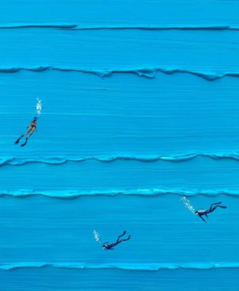 Abstract Werner Bronkhorst Painting Art Posters Prints Blue Texture Pool Swimming Minimalist Canvas Painting Modern Home Decor Peaceful Pleasures Health and Wellness 17 50x70cm