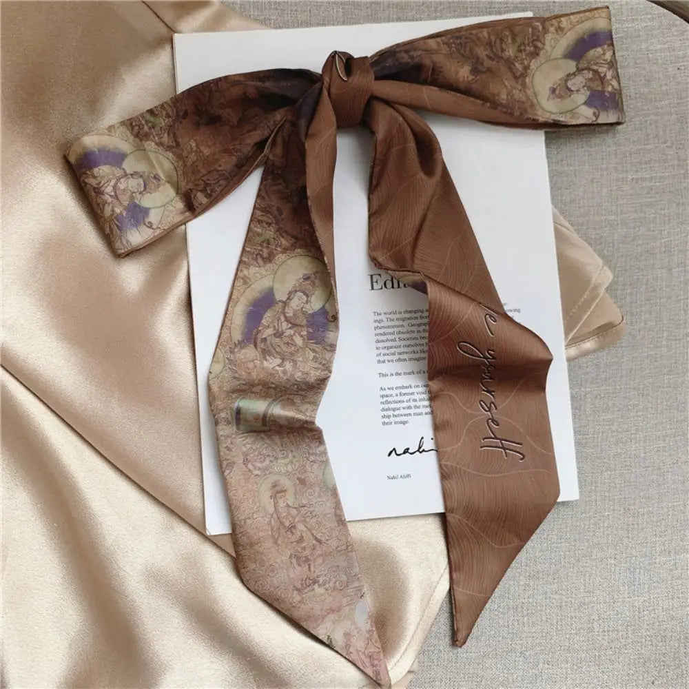 Chinese Floral Ribbon Scarf – Hair Band, Necktie & Bag Accent