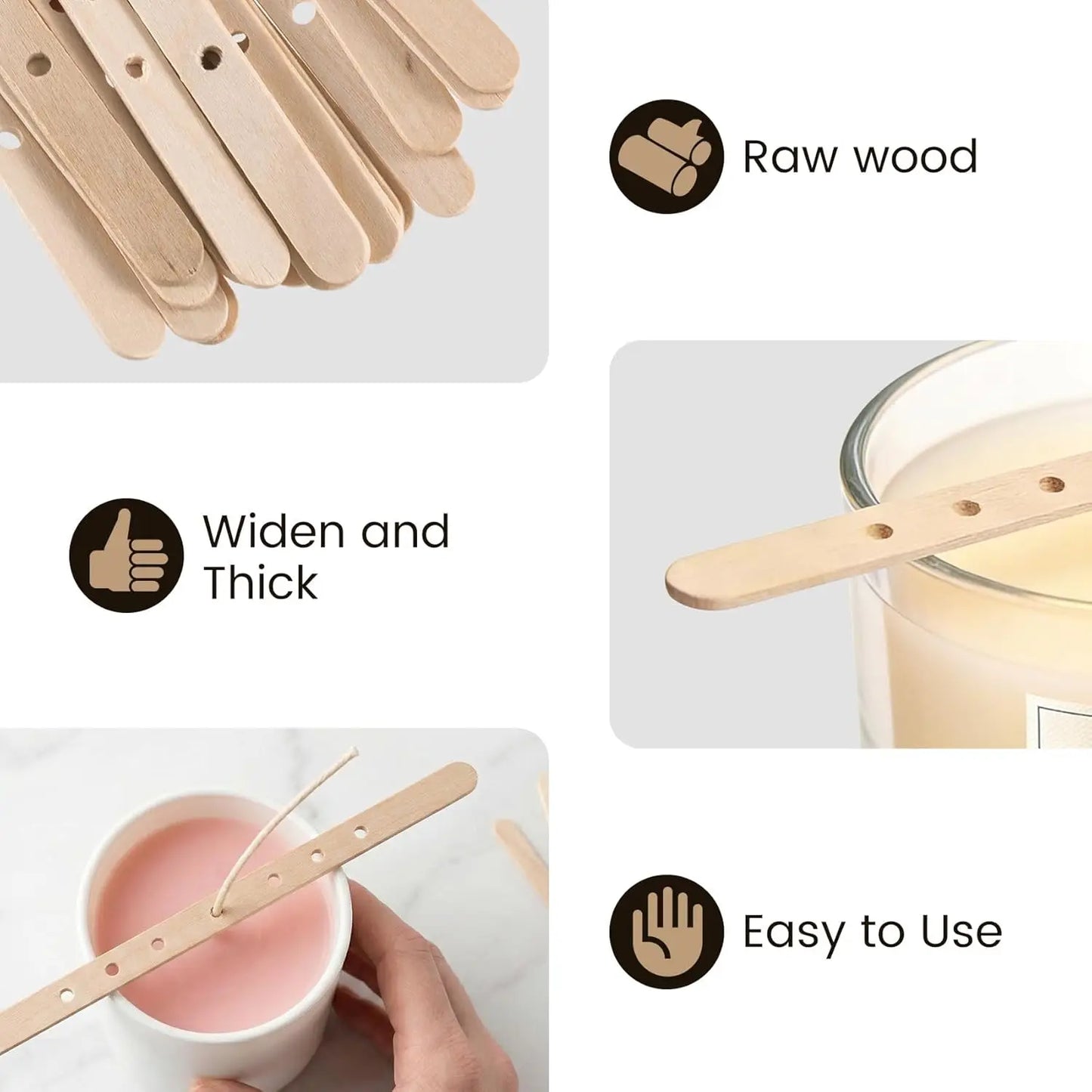 Wooden Candle Wick Holders 7-Hole Centering Device 30/50 Pack