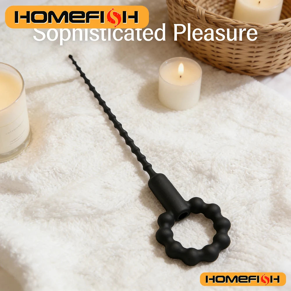 Silicone Vibrating Urethral Sound for Intense Stimulation, Electric Prostate Massager Toy, Soft & Flexible Beaded Design Peaceful Pleasures Health and Wellness