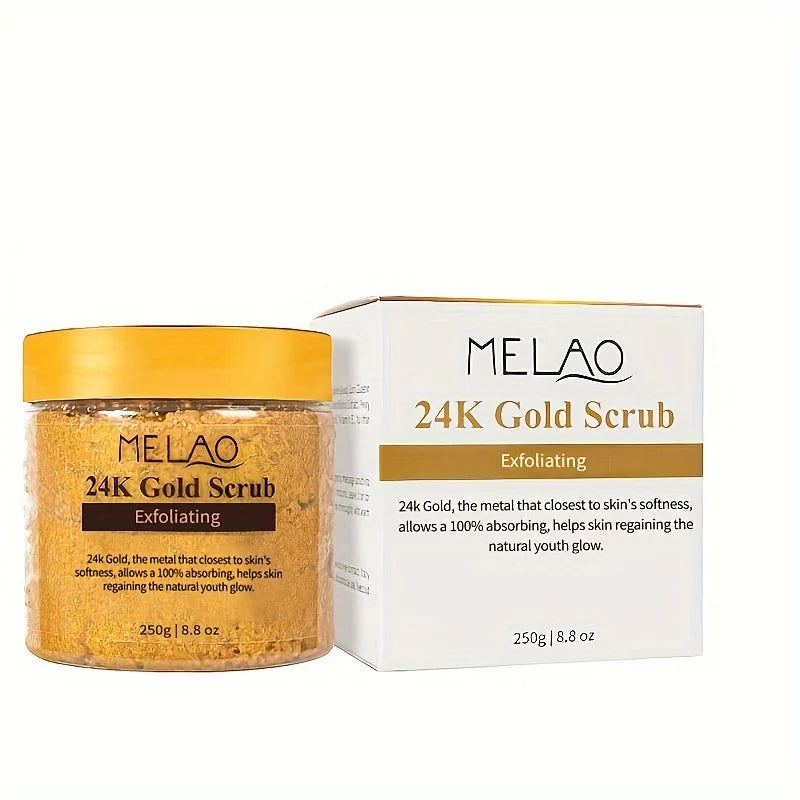 MELAO 24K Gold Salt Scrub – Face & Body Exfoliator 250g