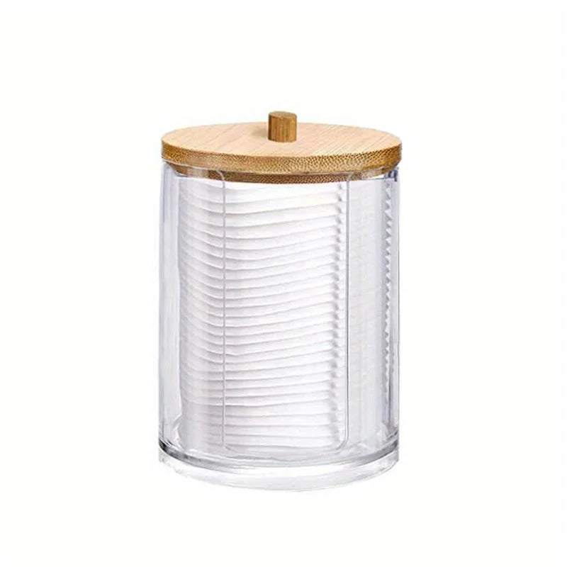 Clear Acrylic Makeup Organizer – Cotton Pad & Swab Holder Cosmetic Storage Jar