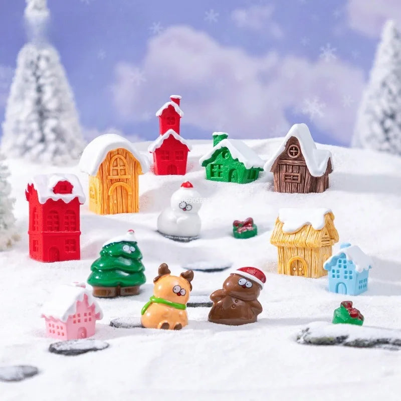 Mini Christmas Figurine Snowman Santa Claus Xmas Tree Deer Carriage Bell Figurine Home Bonsai Decor Micro Landscape Ornament Peaceful Pleasures Health and Wellness