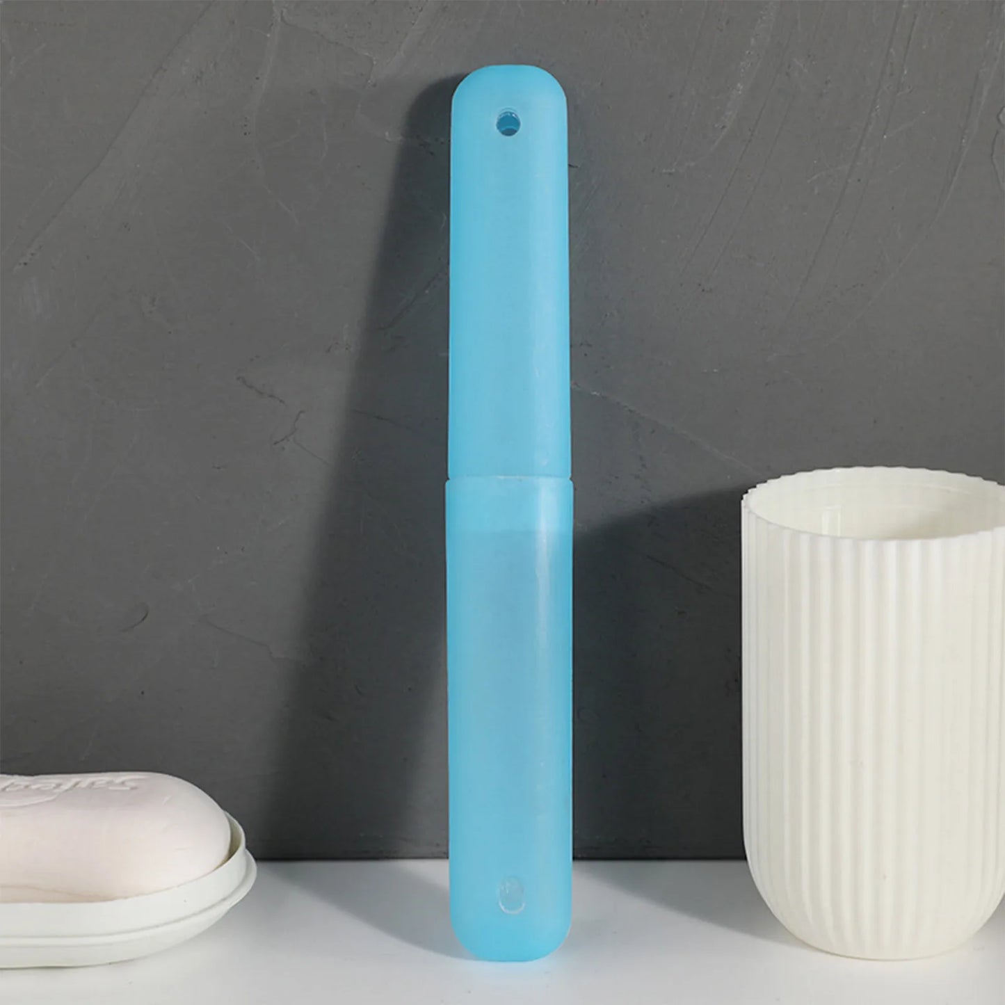 Toothbrush Storage Box Tooth Brush Box Holder Cover Travel Storage Dust-proof Case Portable Portable Travel Toothbrush Case Peaceful Pleasures Health and Wellness Sky Blue One Size