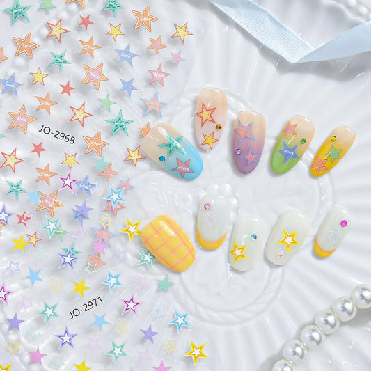 Dopamine Star Nail Stickers – Rainbow Starburst DIY Decals Nail Art Stickers Peaceful Pleasures Health and Wellness