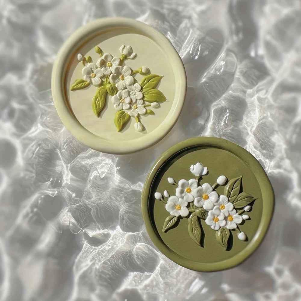 Floral Wax Seal Detachable Wooden Handle Vintage Suitable Wedding