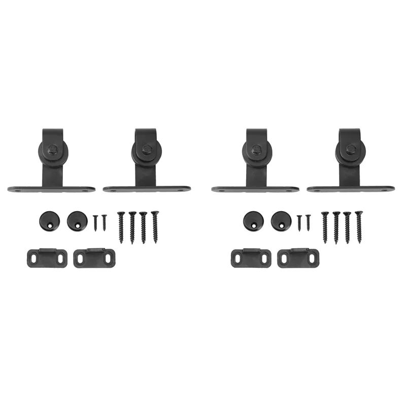 Y51A-2X Sliding Barn Door Hardware Kits Top Mounted Hanging Rail Hanger Track Steel Closet Door Roller Rail For Single Door-B Peaceful Pleasures Health and Wellness