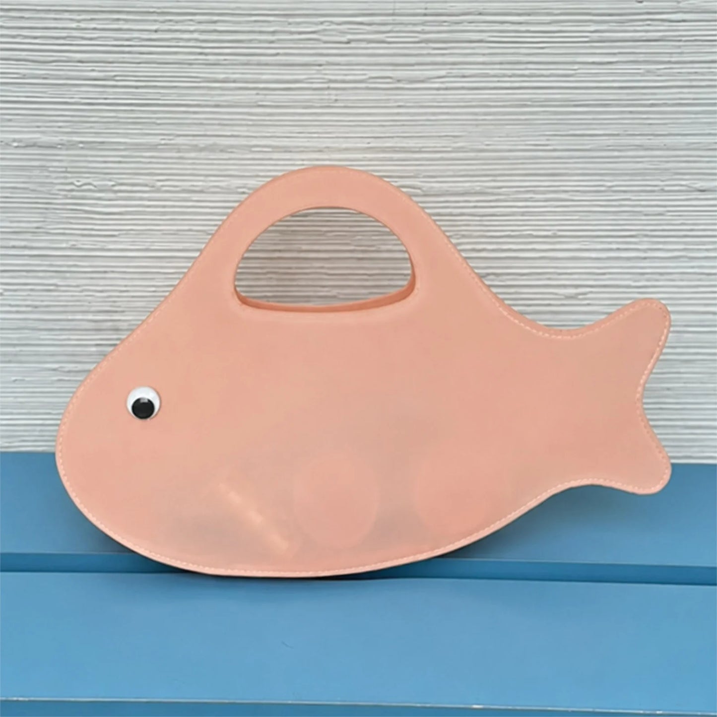 Funny Fish-Shape Clutch Purse Large Capacity Cute Solid Color Tote Handbag Transparent Lightweight Commute Clear Jelly Pack Peaceful Pleasures Health and Wellness Pink