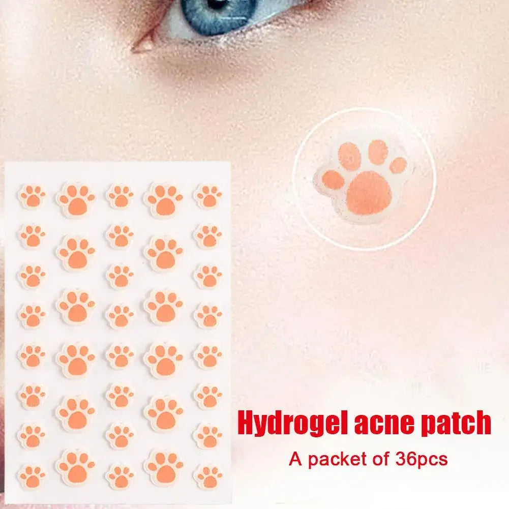 36 Counts Cat Paws Hydrocolloid Acne Pimple Patch Cute Acne Care Cover Patch, Invisible Acne Zit Patches For Face Dots Blemish Peaceful Pleasures Health and Wellness