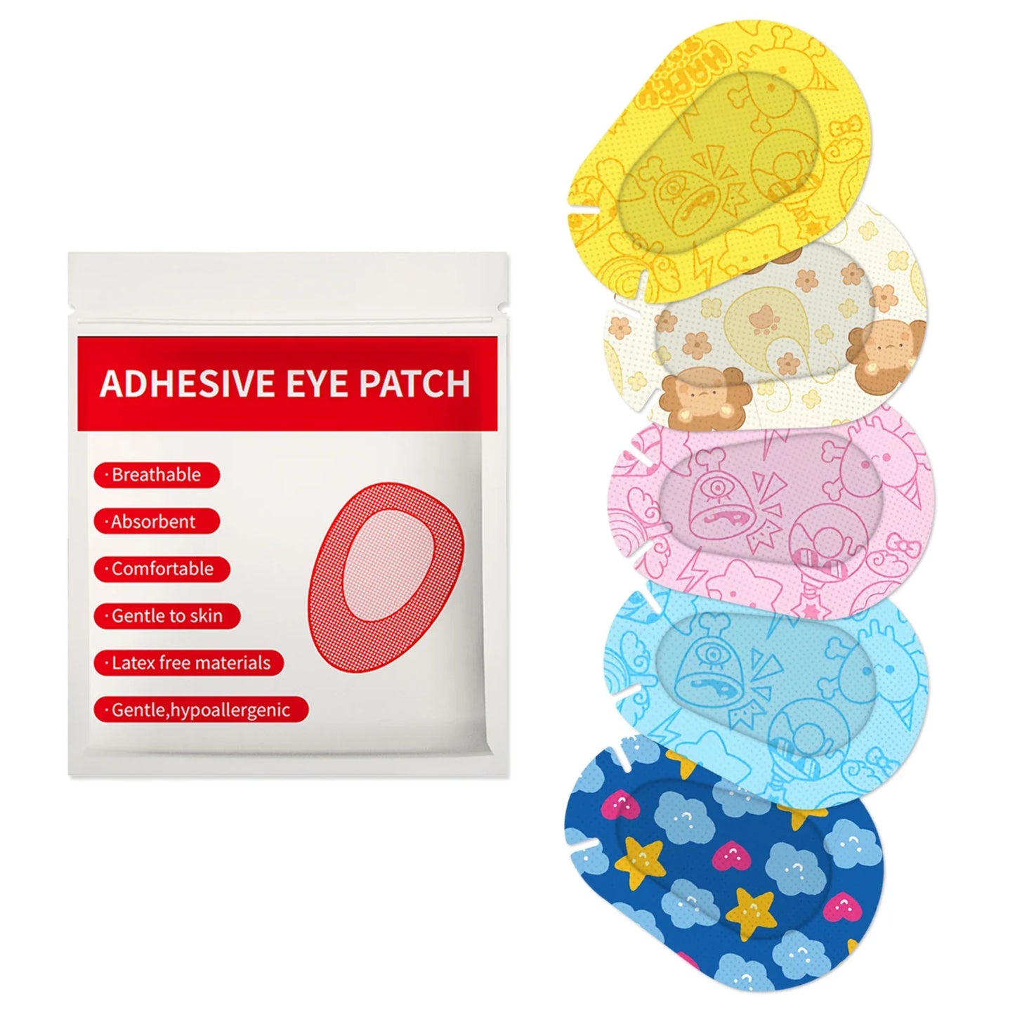30-Pack Kids Cartoon Adhesive Eye Patches – Breathable & Sterile