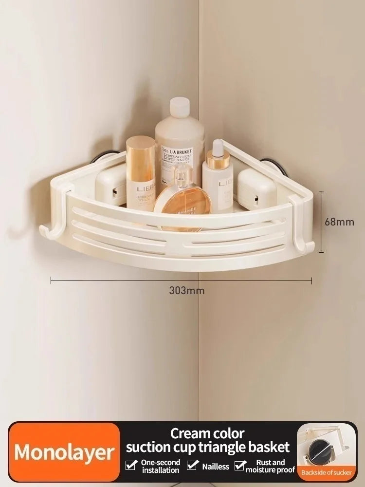 No-Drill Suction Cup Bathroom Wall Shelf | Aluminum Rack