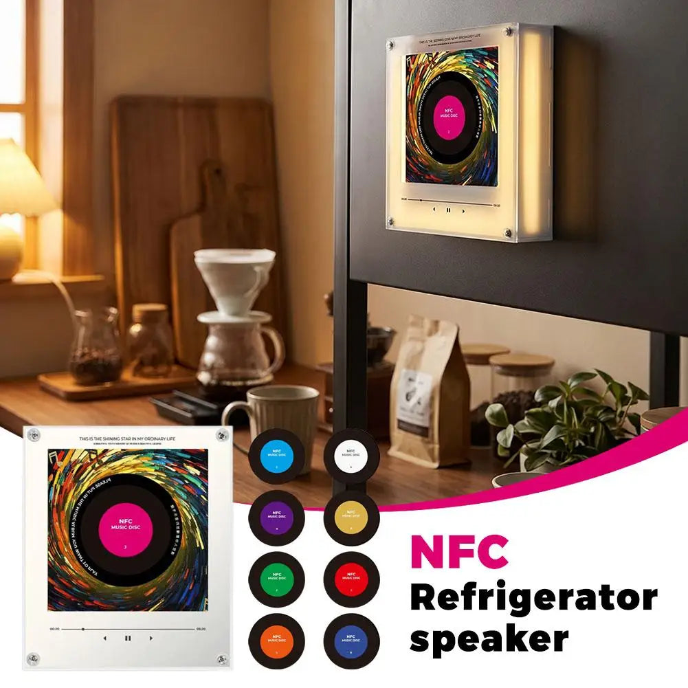 NFC Vinyl Mini Music Player – Fridge Magnet LED Night Light