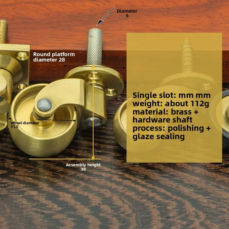 Brass Furniture Caster | Universal Piano & Sofa Wheel Roller