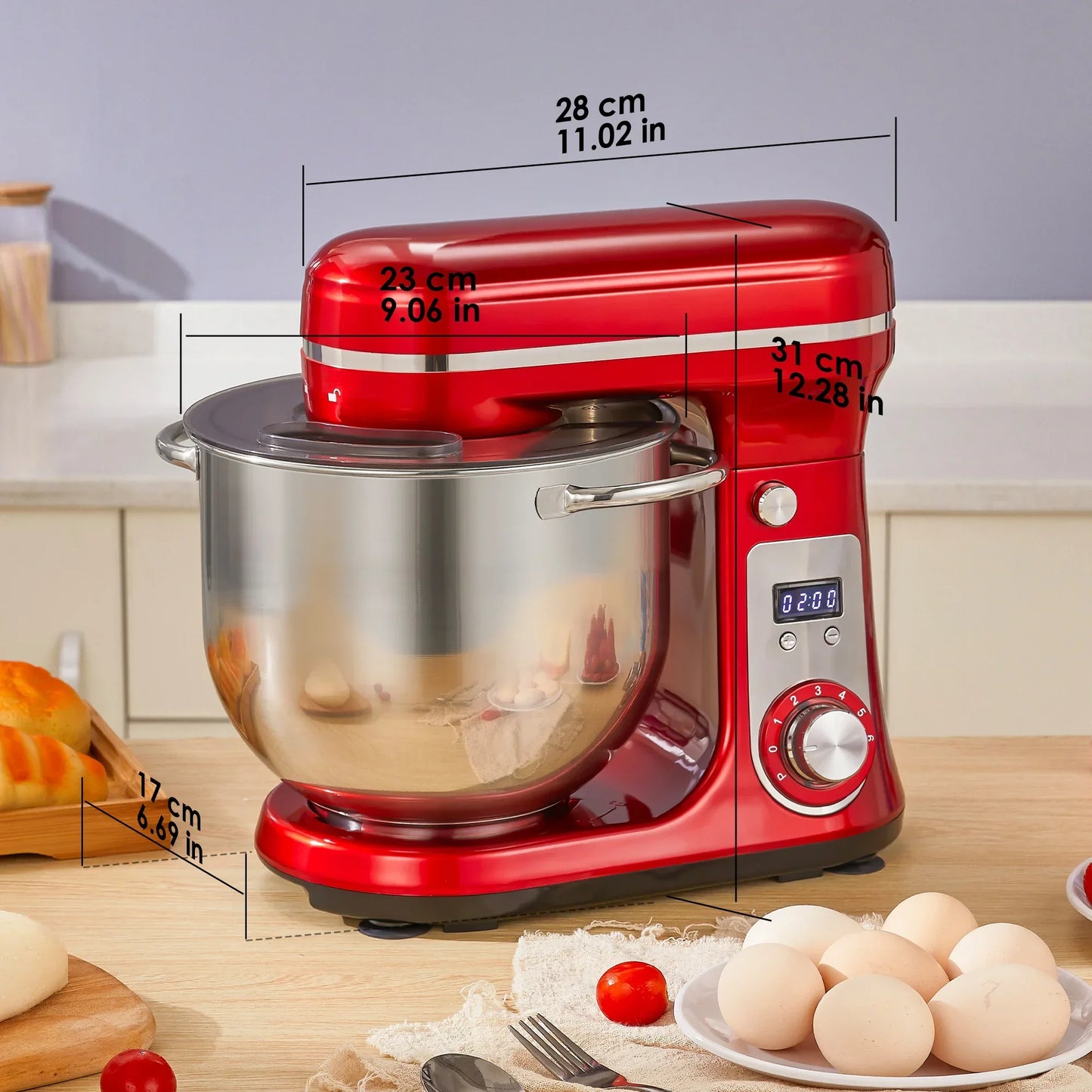 BioloMix Kitchen Food Stand Mixer, Blender, Quiet Motor, Cream Egg Whisk, Whip Dough Kneader, 6-Speed, 1200 W, 6 L, DC Peaceful Pleasures Health and Wellness