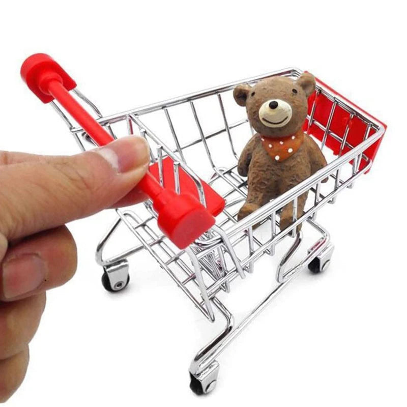 Mini Shopping Cart Toy Creative Handcart for Kids Crafts Display Storage Utility Cart Holder Doll Accessories Gift for Children Peaceful Pleasures Health and Wellness