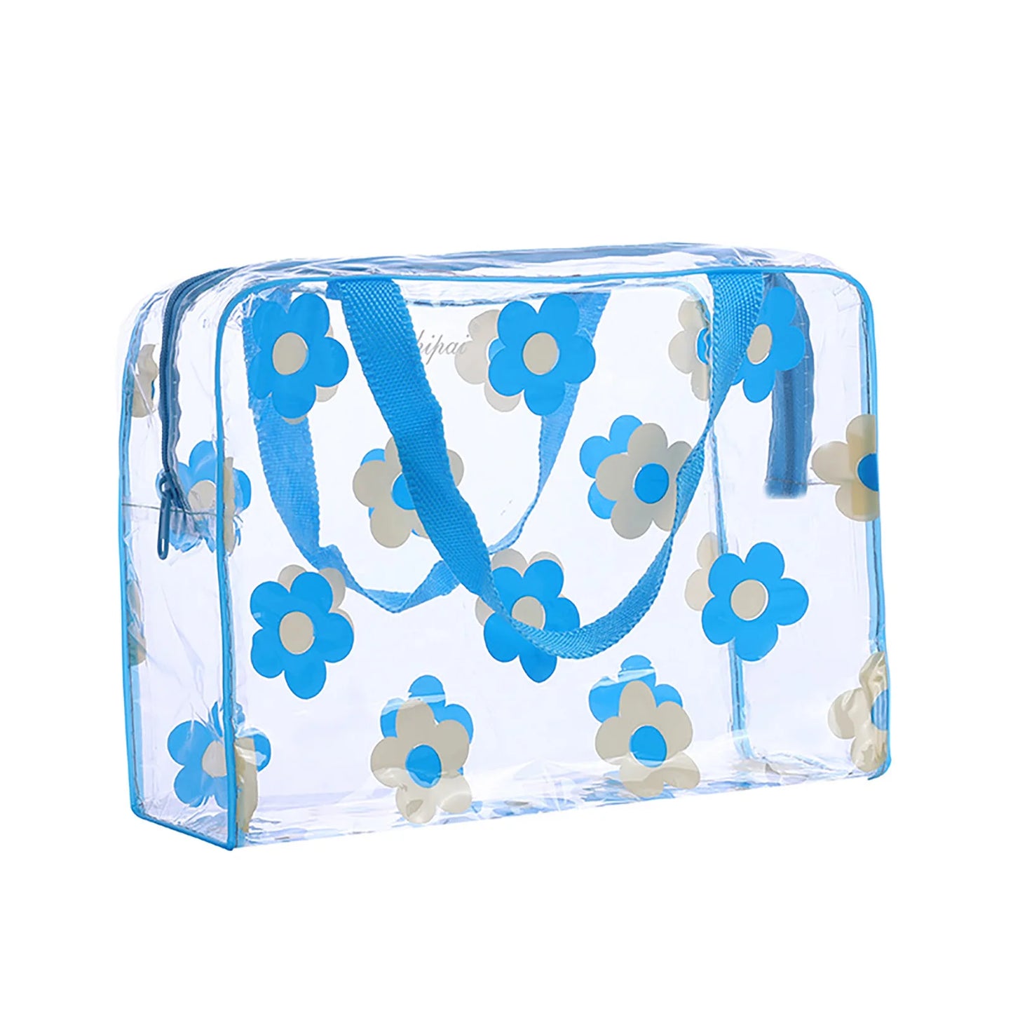 Transparent Travel Cosmetic Bag Large Capacity and Lightweight Design for Small Items Storage Management Peaceful Pleasures Health and Wellness Blue