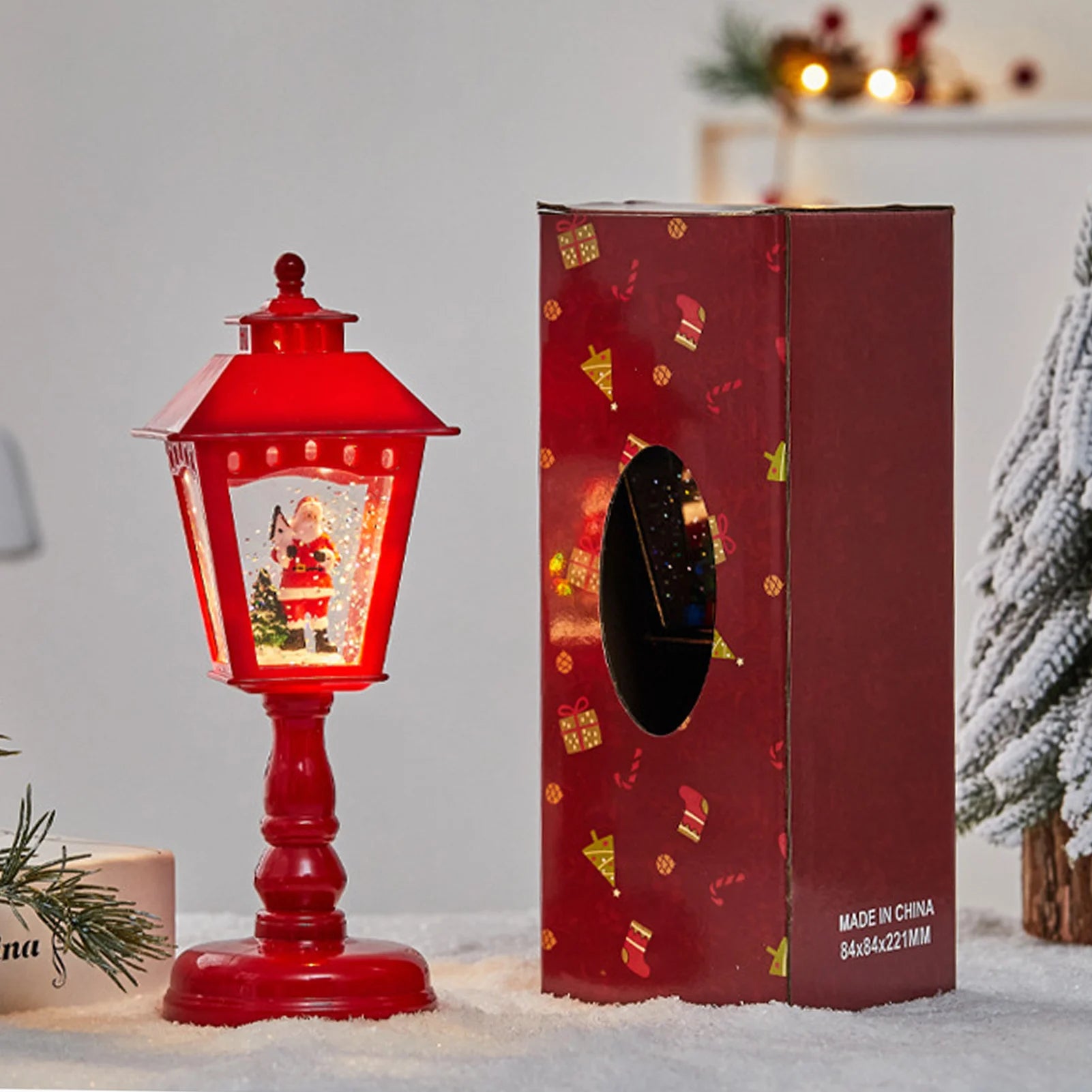 Christmas Water Snow Globe Lamp with Light and Music Santa Claus Scene Hexagon Base Desktop Decor for Holiday Home Party Gift Peaceful Pleasures Health and Wellness